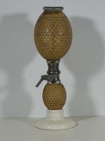 SIPHON : Modèle Briet à 2 boules cannées. H : 47.