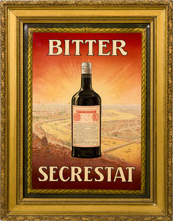 BITTER SECRESTAT : Tôle lithographiée illustrée de