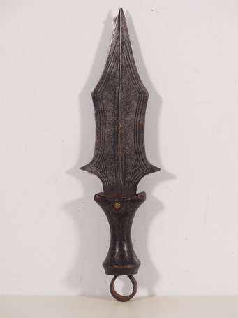 Ancien couteau de ceinture en bois métal et cuivre