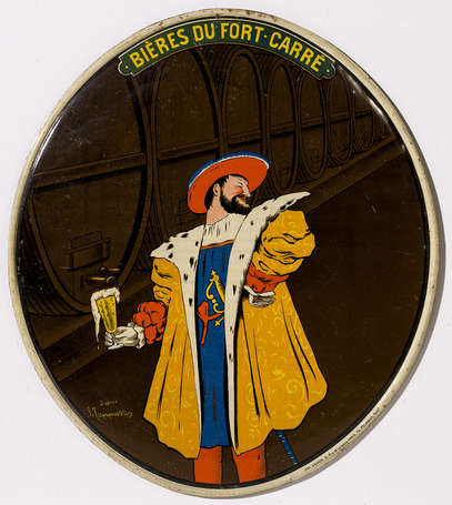 BIERE DU FORT-CARRE : Tôle lithographiée ovale 