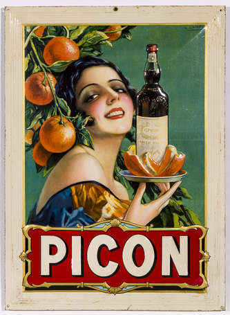 PICON : Tôle lithographiée et embossée signée 