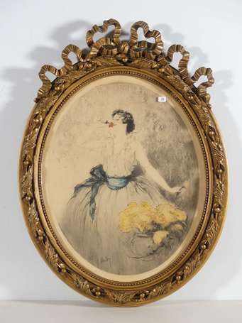 HARDY Jean (1880-?) Femme sentant une fleur. 