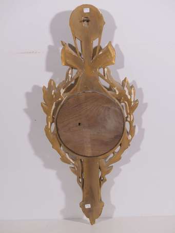 Baromètre-thermomètre en bois et composition doré,