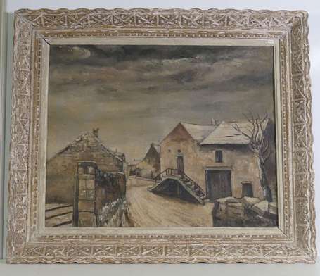 ECOLE Xxé - Paysage enneigé - Huile sur toile 