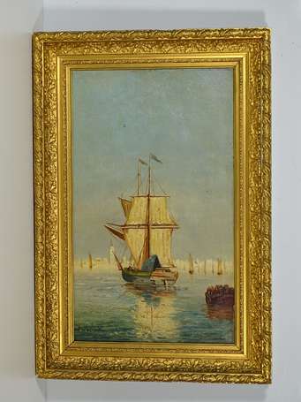 ECOLE MODERNE - Vue de Venise. Huile sur toile, 