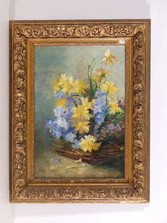 AMEN Jeanne (1863-1923) Bouquet dans un panier 