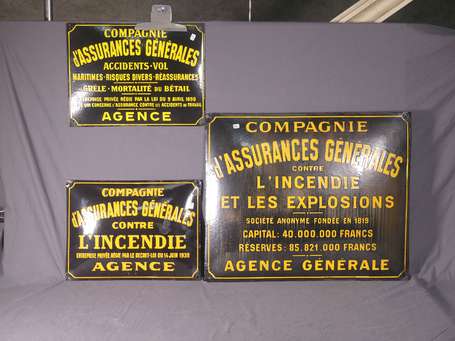 publicité - 3 Plaques émaillées bombée - Assurance