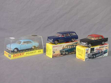 Dinky toys France - 3 véhicules -  2 Peugeot 404 