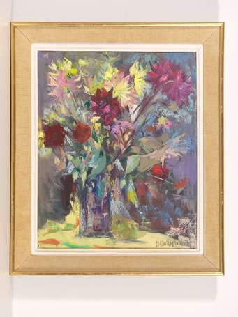 SIMON Henry (1910-1987) - Bouquet. Huile sur 