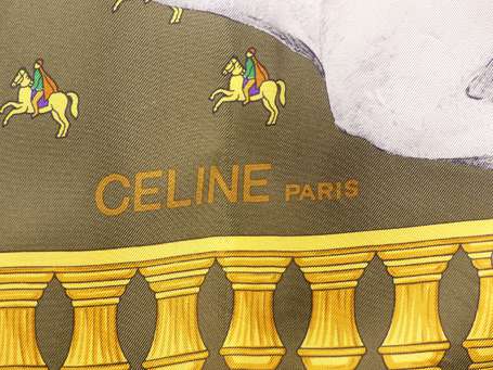 CELINE - Carré en twill de soie imprimée à décor 