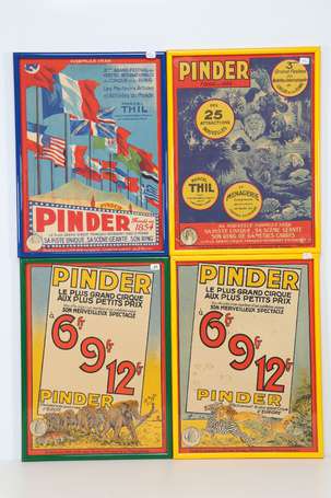 CIRQUE PINDER - Lot de 4 affichettes des années 