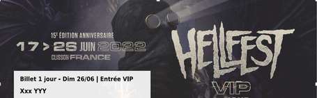 1 Pass HELLFEST VIP 26 JUIN 2022