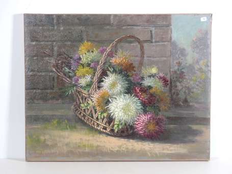 BOULARD E. XIX-Xxé Bouquet Huile sur toile signée 