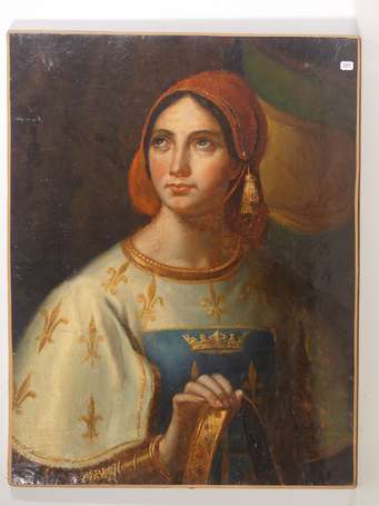 ECOLE XVIIIé Portrait de Jeanne d'Arc. Huile sur 