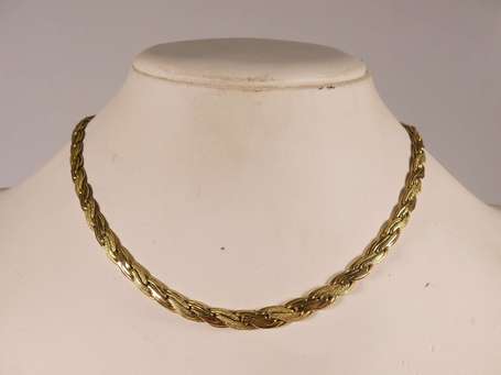 Collier maille plate torsadée en or jaune 18K 