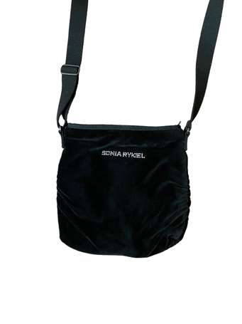 SONIA RYKIEL - Sac à main en velours noir de forme