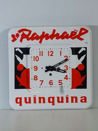 ST RAPHAËL Quinquina : Horloge émaillée illustrée 