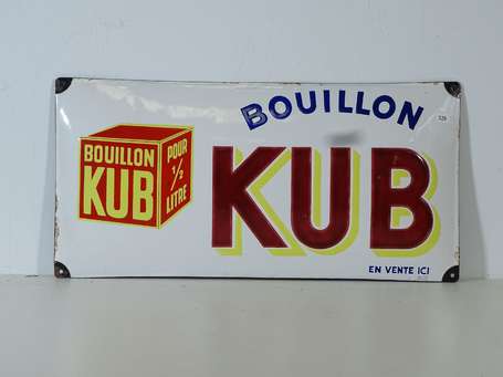 BOUILLON KUB : Bandeau émaillé bombé. Daté 6/1937.