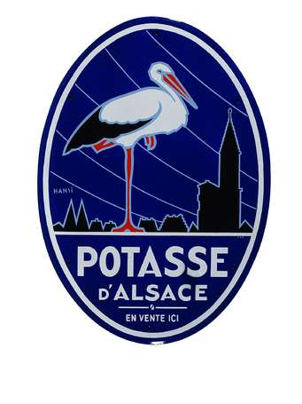 POTASSE D'ALSACE : Plaque émaillée illustrée de la