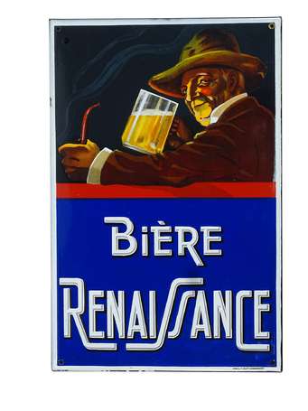 BIERE RENAISSANCE : Plaque émaillée plate à 