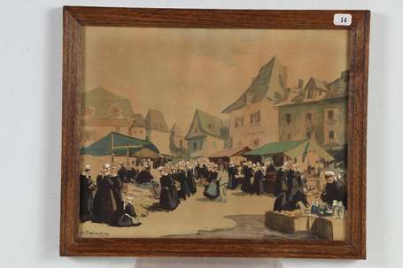 BARNOIN Henri (1882-1940) - Marché en pays de 