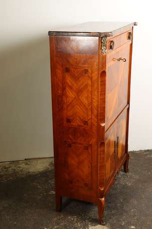 Secrétaire en placage et marqueterie à décor de 