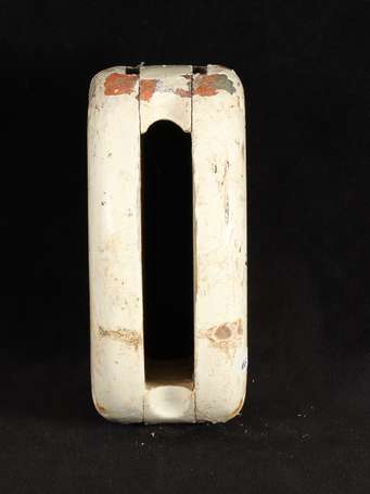 Belem - Poulie en bois laqué blanc. H. 20 cm 