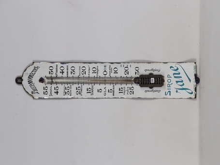SIROP JANE : Thermomètre émaillé bombé. 11.8 x 60.