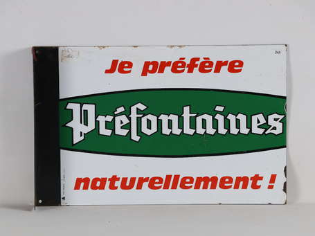 PRÉFONTAINES Vin : Plaque émaillée double-face à 