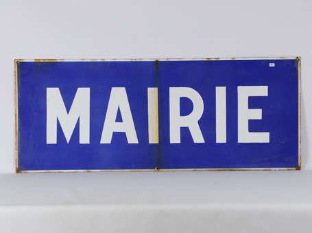 MAIRIE : Plaque émaillée. 100.5 x 40cm.