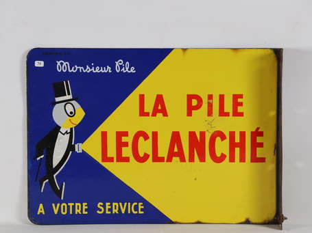 LECLANCHÉ Piles : Plaque émaillée double-face à 