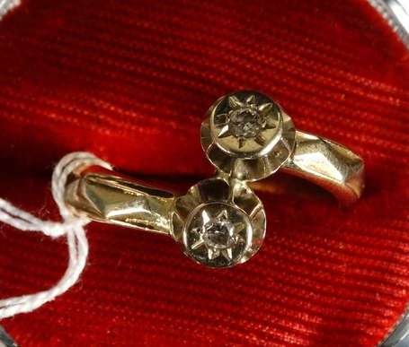 Bague Toi et Moi en or gris et or jaune avec 2 