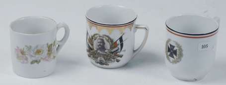 AL14/18 - Lot de 3 tasses allemandes ,1 motifs 