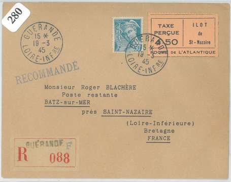 Ilot de St Nazaire 1945 : Vignette taxe perçue à 