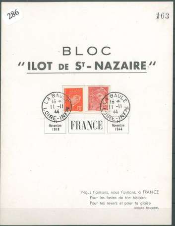 Bloc ilot de St Nazaire émis le 11 novembre 1944 à