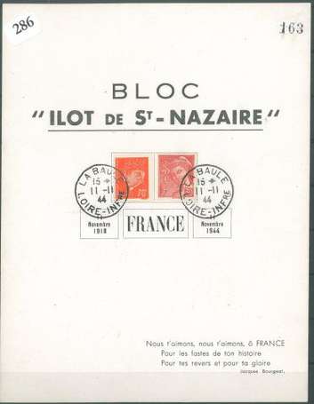 Bloc ilot de St Nazaire émis le 11 novembre 1944 à