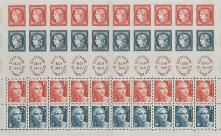 France 1949 centenaire du timbre - Feuille de 10 