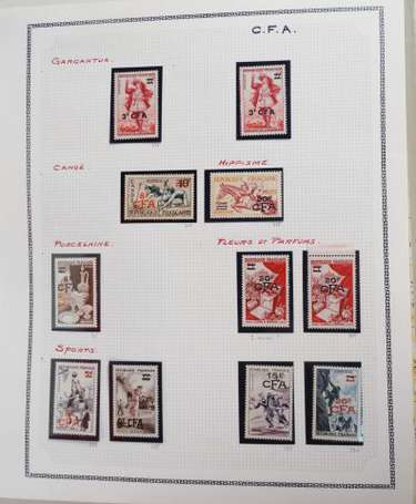 Une collection de timbres avec surcharge CFA bien 