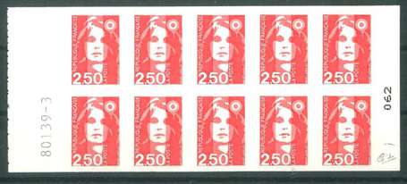 Carnet : Marianne de Briat 2F50 rouge - Carnet 