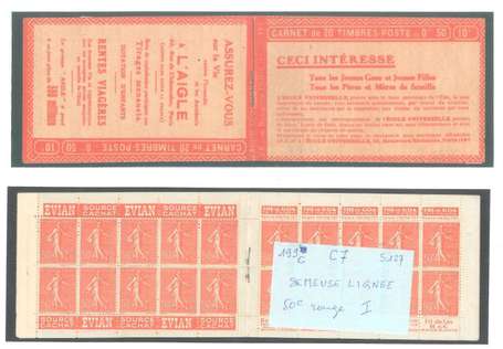 Carnet Ancien N°199_C7 Type SEMEUSE LIGNEE - 50c. 