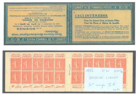 Carnet Ancien N°199_C30  Type SEMEUSE LIGNEE - 50c