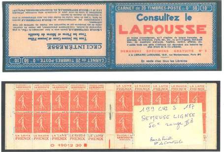 Carnet Ancien N°199_C42 Type SEMEUSE LIGNEE - 50c.