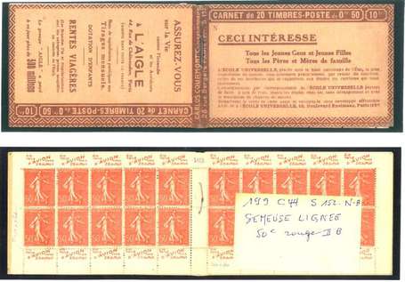 Carnet Ancien N°199_C44 Type SEMEUSE LIGNEE - 50c.