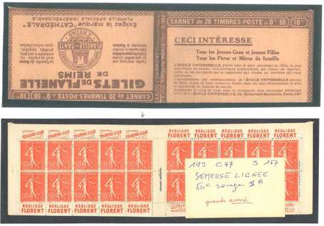 Carnet Ancien N°199_C47 Type SEMEUSE LIGNEE - 50c.