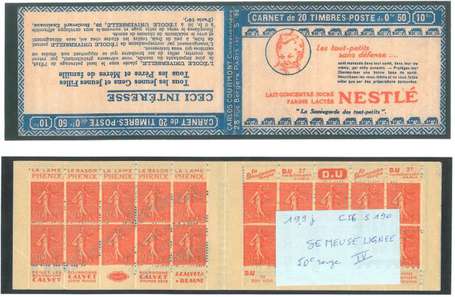 Carnet Ancien N°199_C56 Type SEMEUSE LIGNEE - 50c.