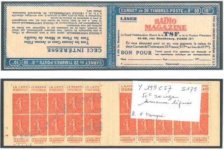 Carnet Ancien N°199_C57 Type SEMEUSE LIGNEE - 50c.
