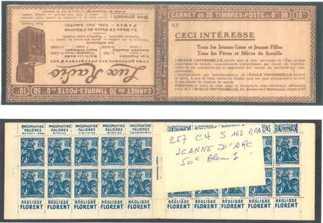 Carnet Ancien N°257_C4 Type JEANNE D'ARC - 50c. 