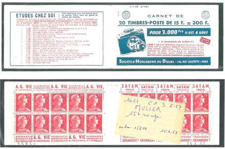 Carnet ancien N°1011_C1. TYPE MULLER - 15fr.ROUGE.
