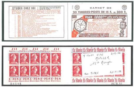 Carnet ancien N°1011_C16. TYPE MULLER - 15fr.ROUGE
