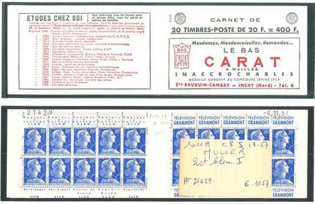 Carnet ancien N°1011B_C8. TYPE MULLER - 20fr.BLEU.